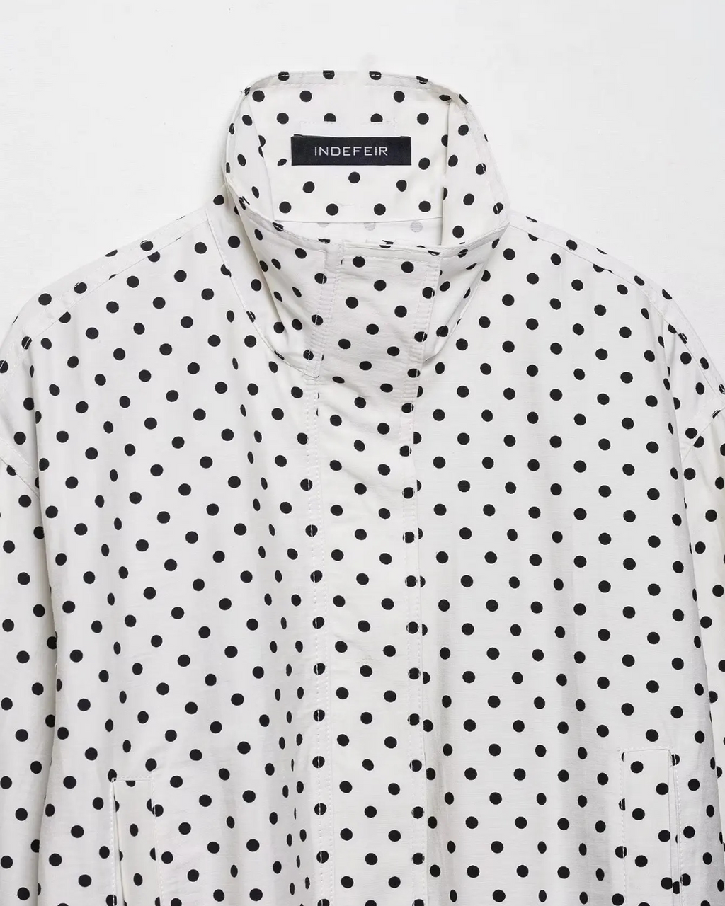 Casual Losse Polkadot Herfstjas met Rits en Trekkoord voor Dames
