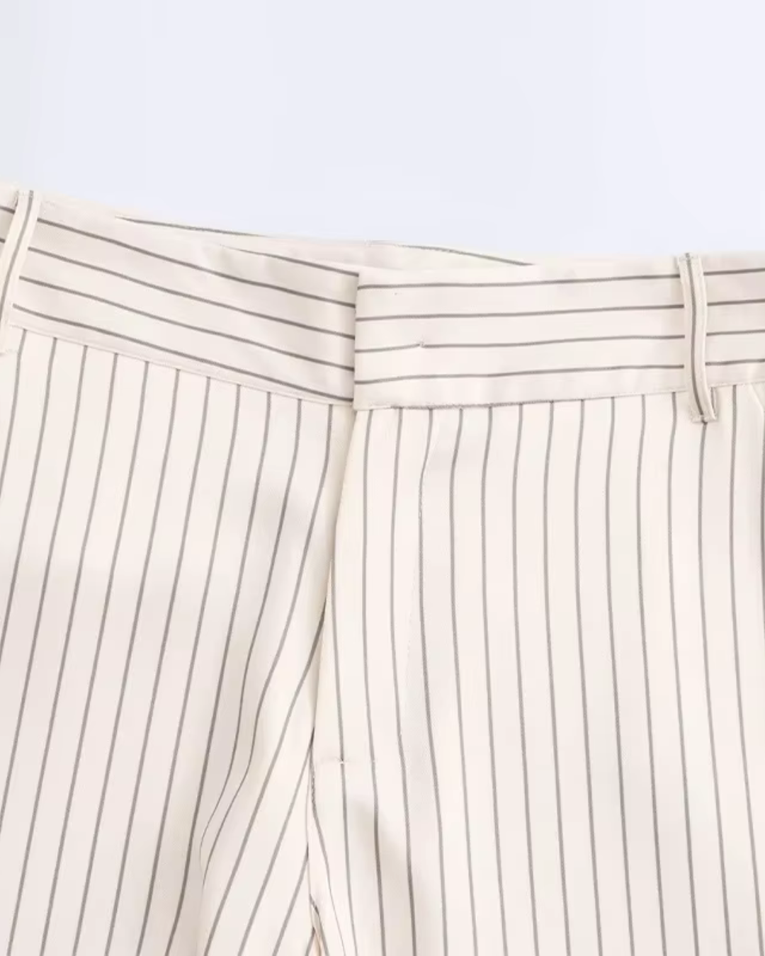 Gestreepte Crème Hoge Taille Broek voor Dames