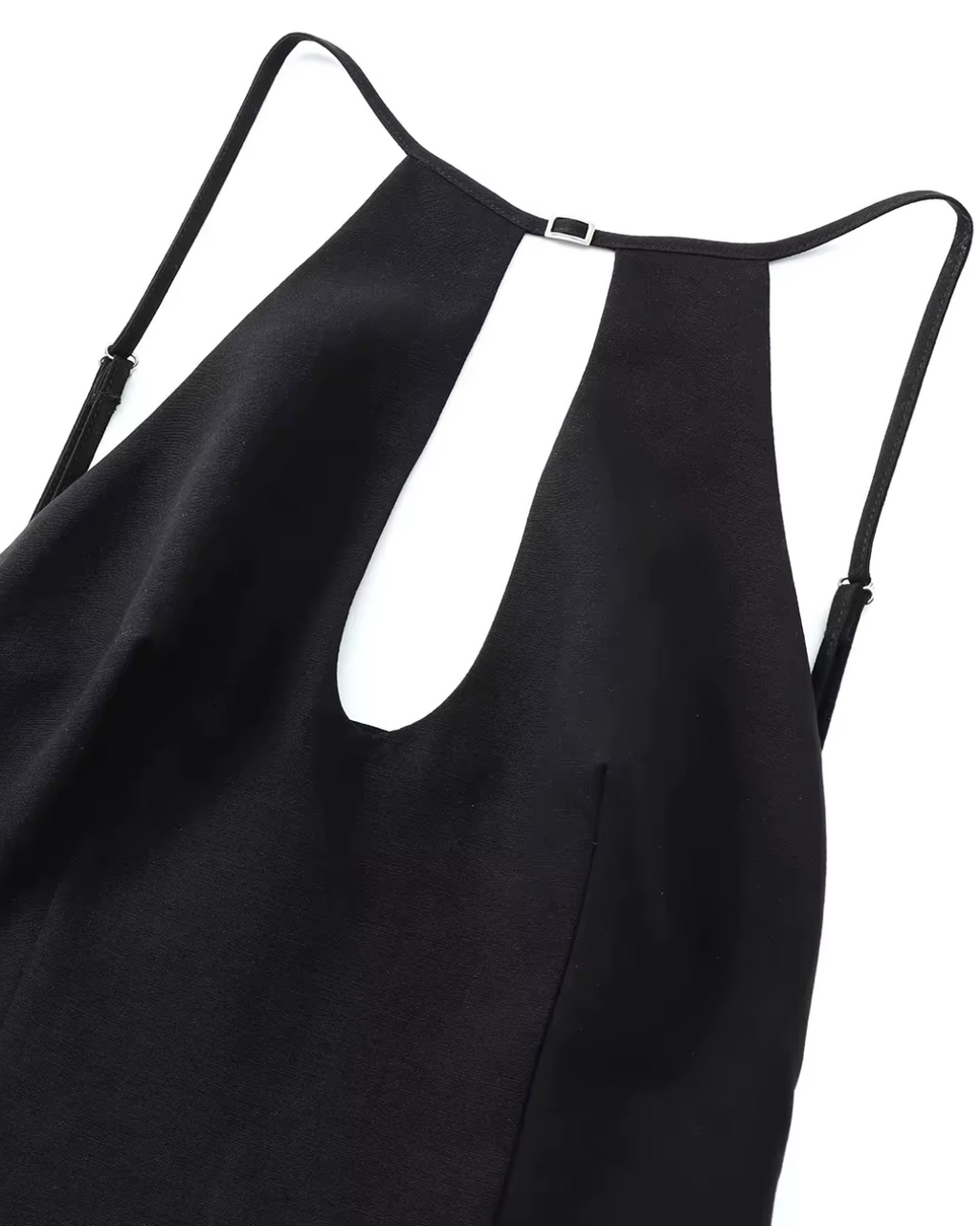 Mouwloze Open Rug Zwarte Halter Mini Jurk voor Dames