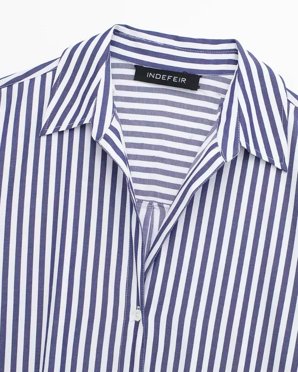 Blauw-Wit Poplin Blouse voor Dames