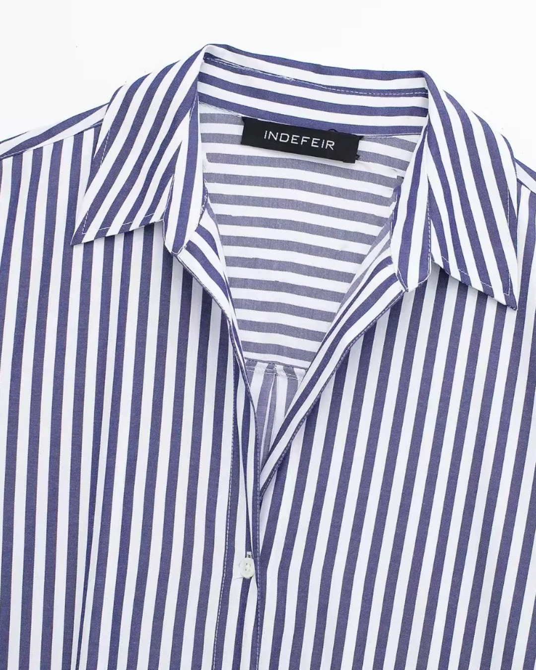 Blauw-Wit Poplin Blouse voor Dames