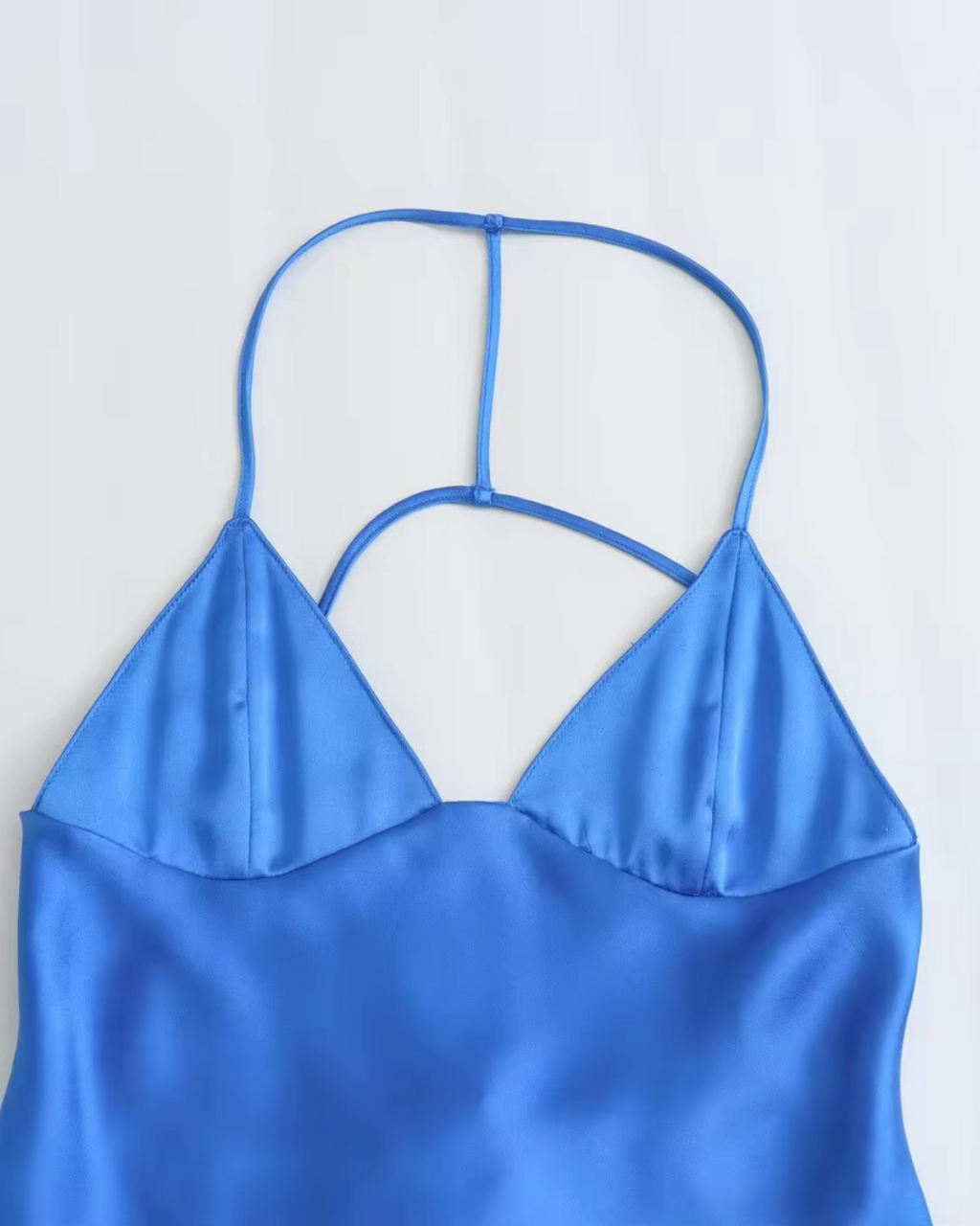 Satijnen V-Hals Midi Jurk met Dunne Bandjes voor Dames