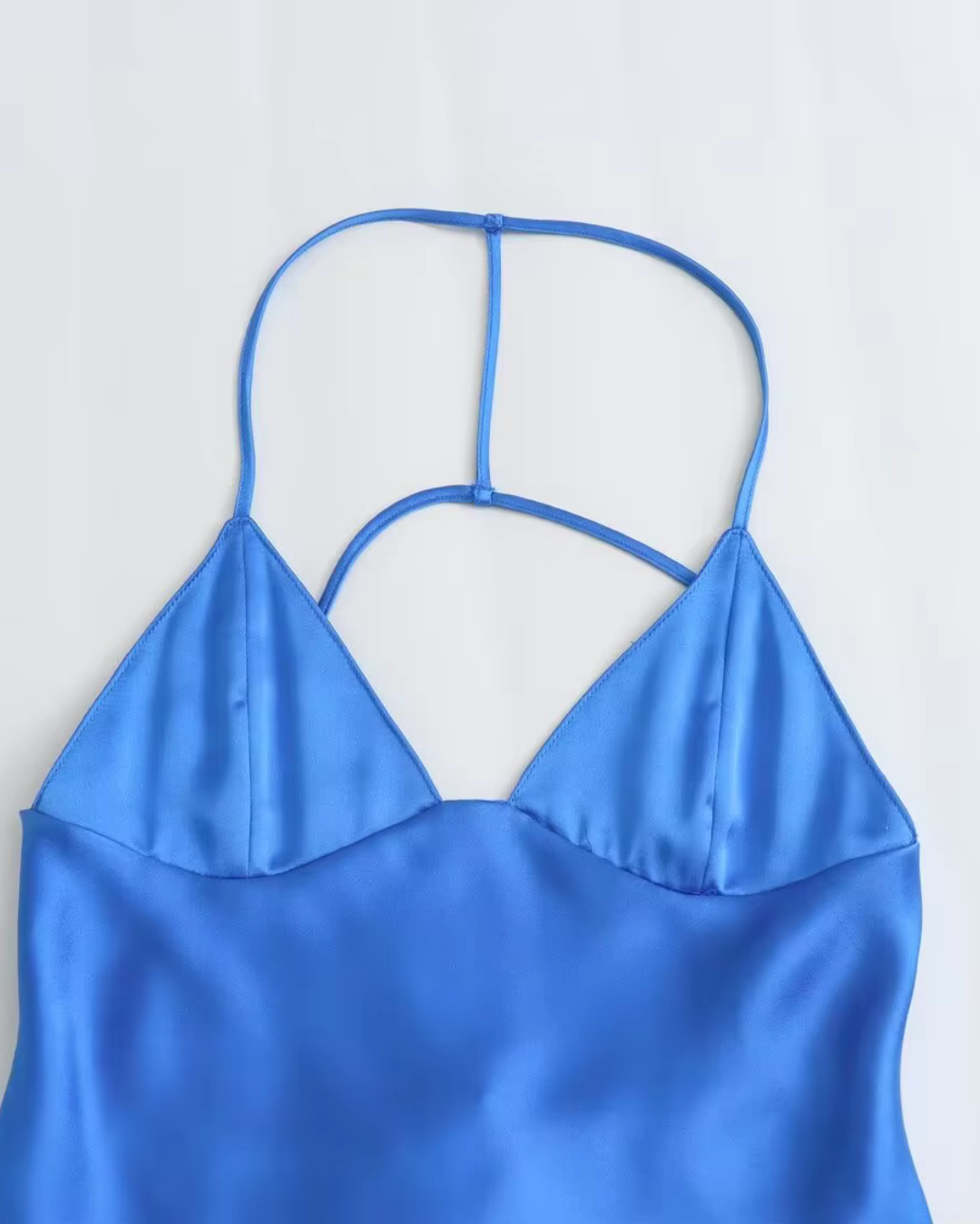 Satijnen V-Hals Midi Jurk met Dunne Bandjes voor Dames