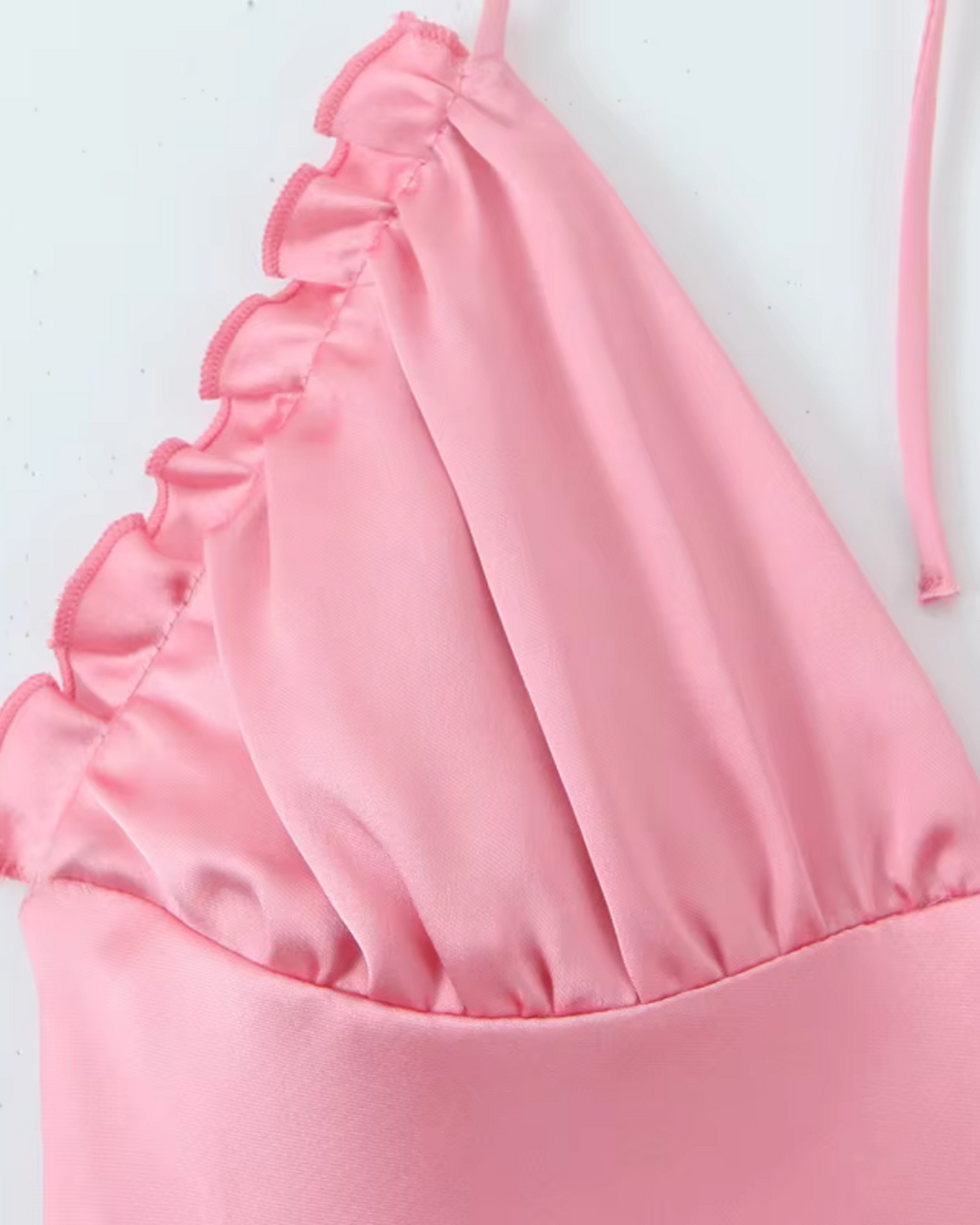 Roze Satijnen Halter Jurk Backless voor Dames