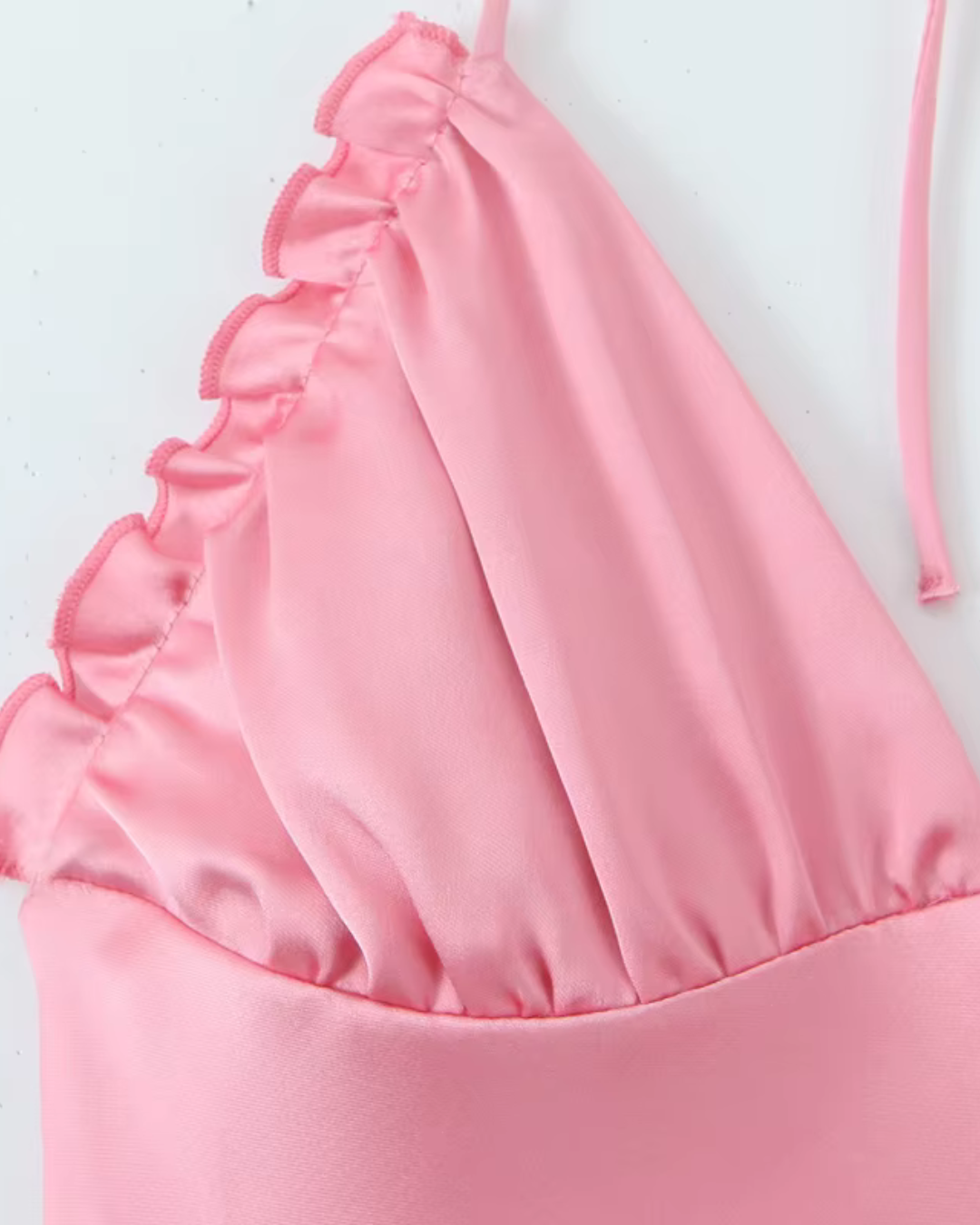 Roze Satijnen Halter Jurk Backless voor Dames