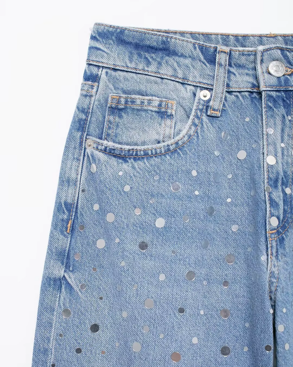 Elegante Wijde Jeans met Pailletten voor Dames