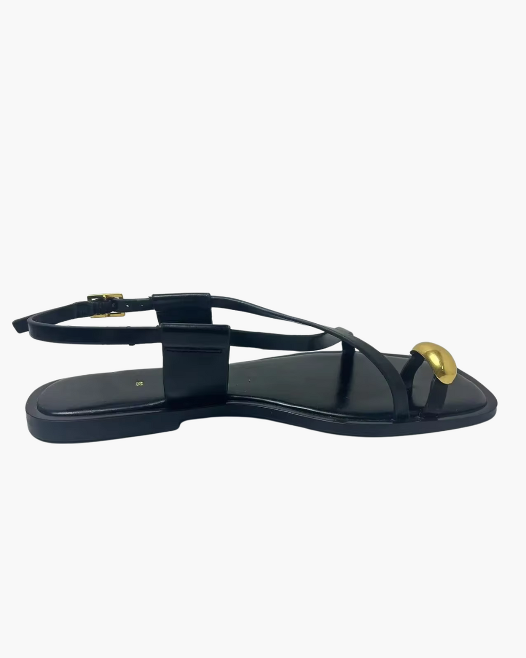 Zwarte Platte Sandalen met Bandjes voor Dames