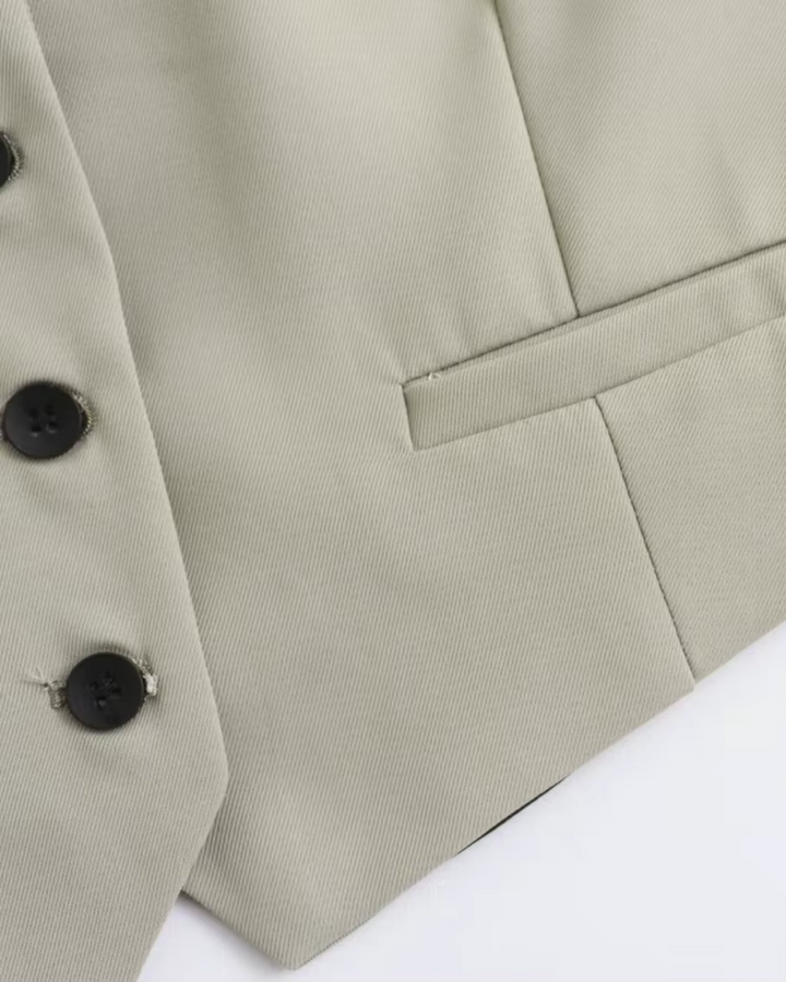 Mouwloos Vest met Hoge Taille Broek Set voor Dames