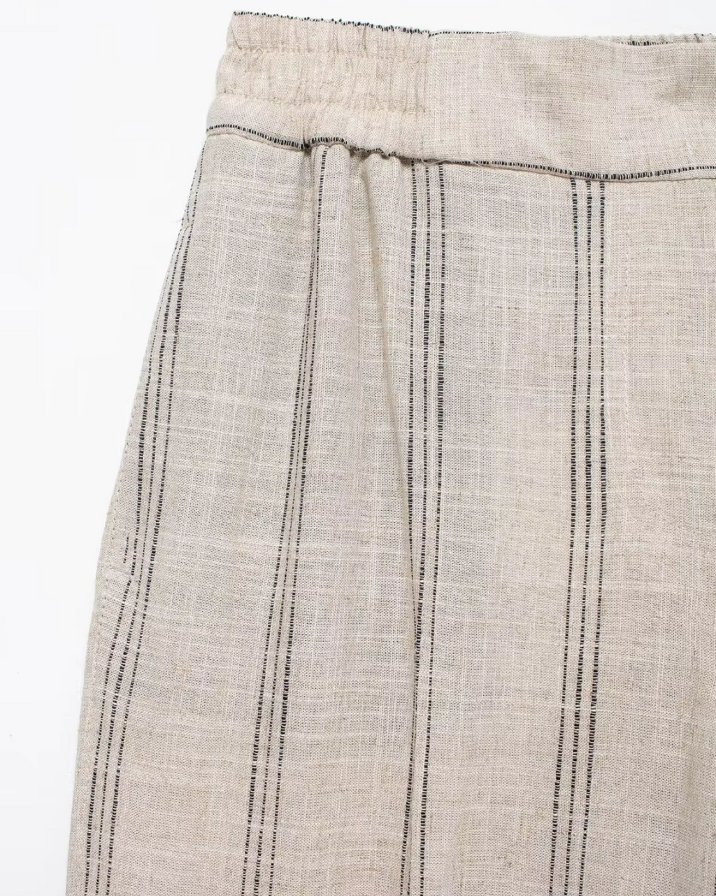 Linnen Beige Luchtige Comfortabele Gestreepte Broek voor Dames