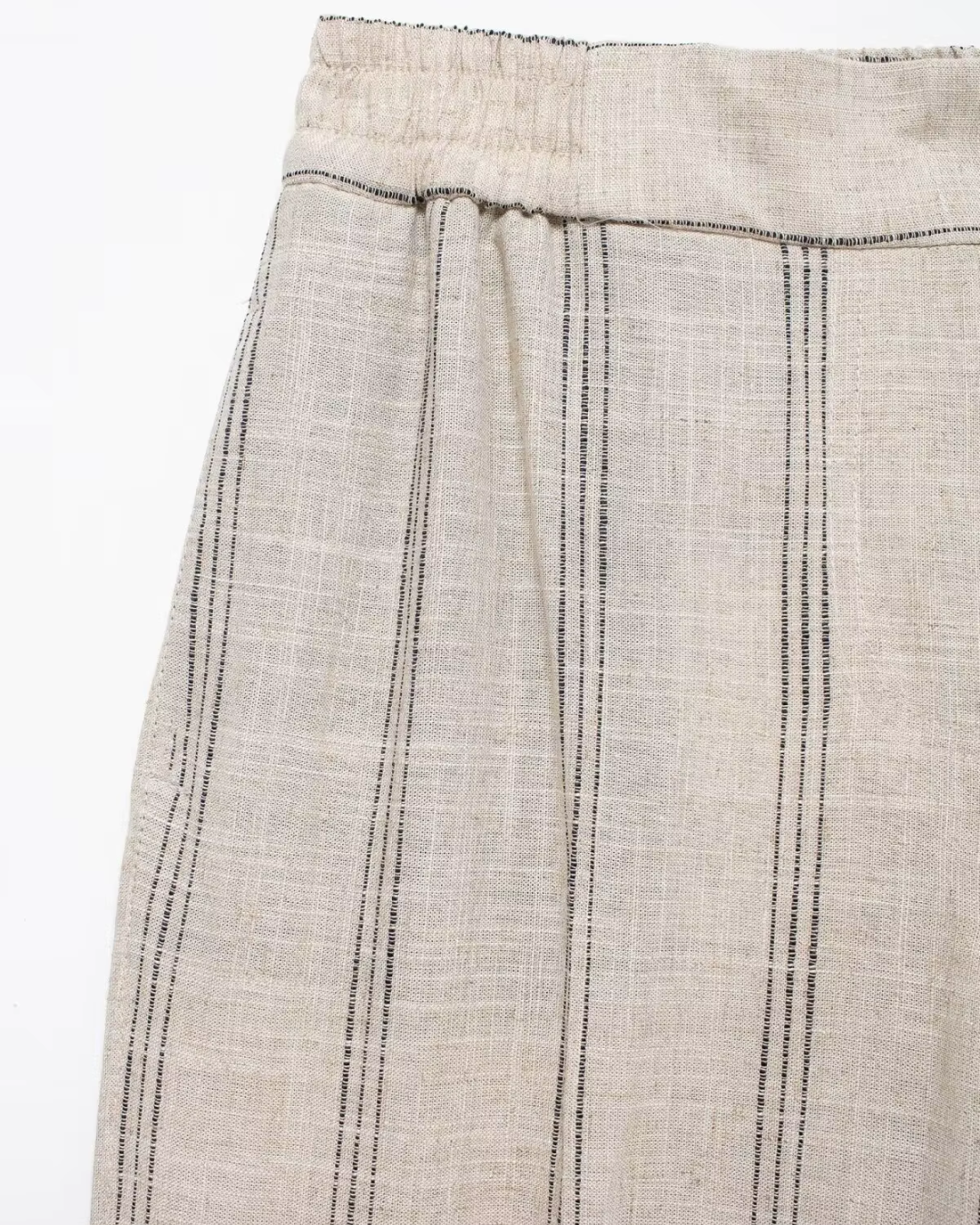 Linnen Beige Luchtige Comfortabele Gestreepte Broek voor Dames