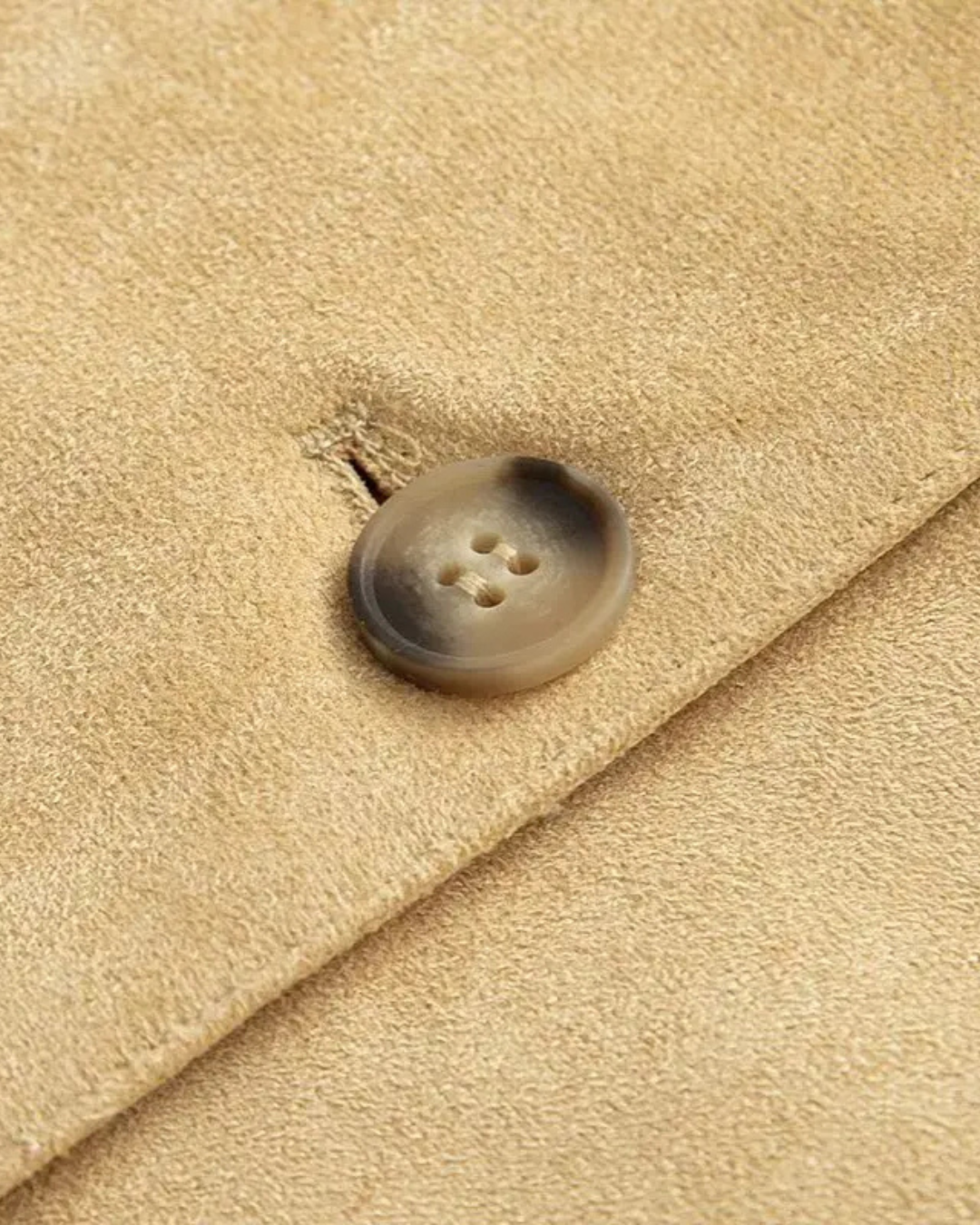 Korte Damesjas – Effen O-hals Jas met Knopen & Zijzakken