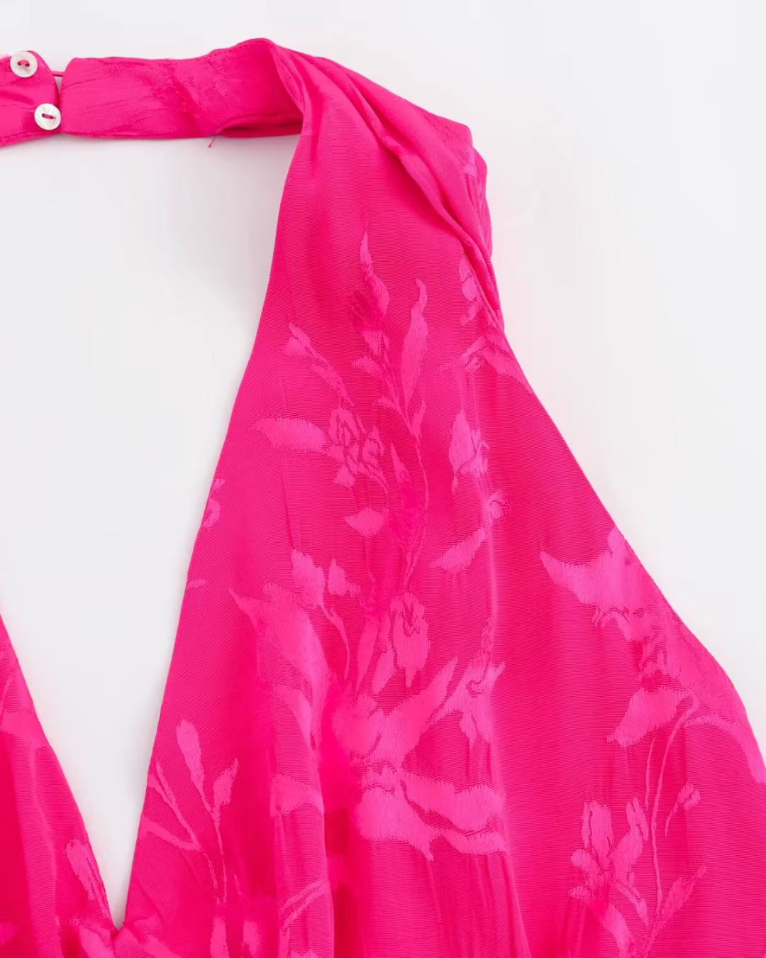 Elegante Satijnen Jacquard Nekjurk Rugloos voor Dames