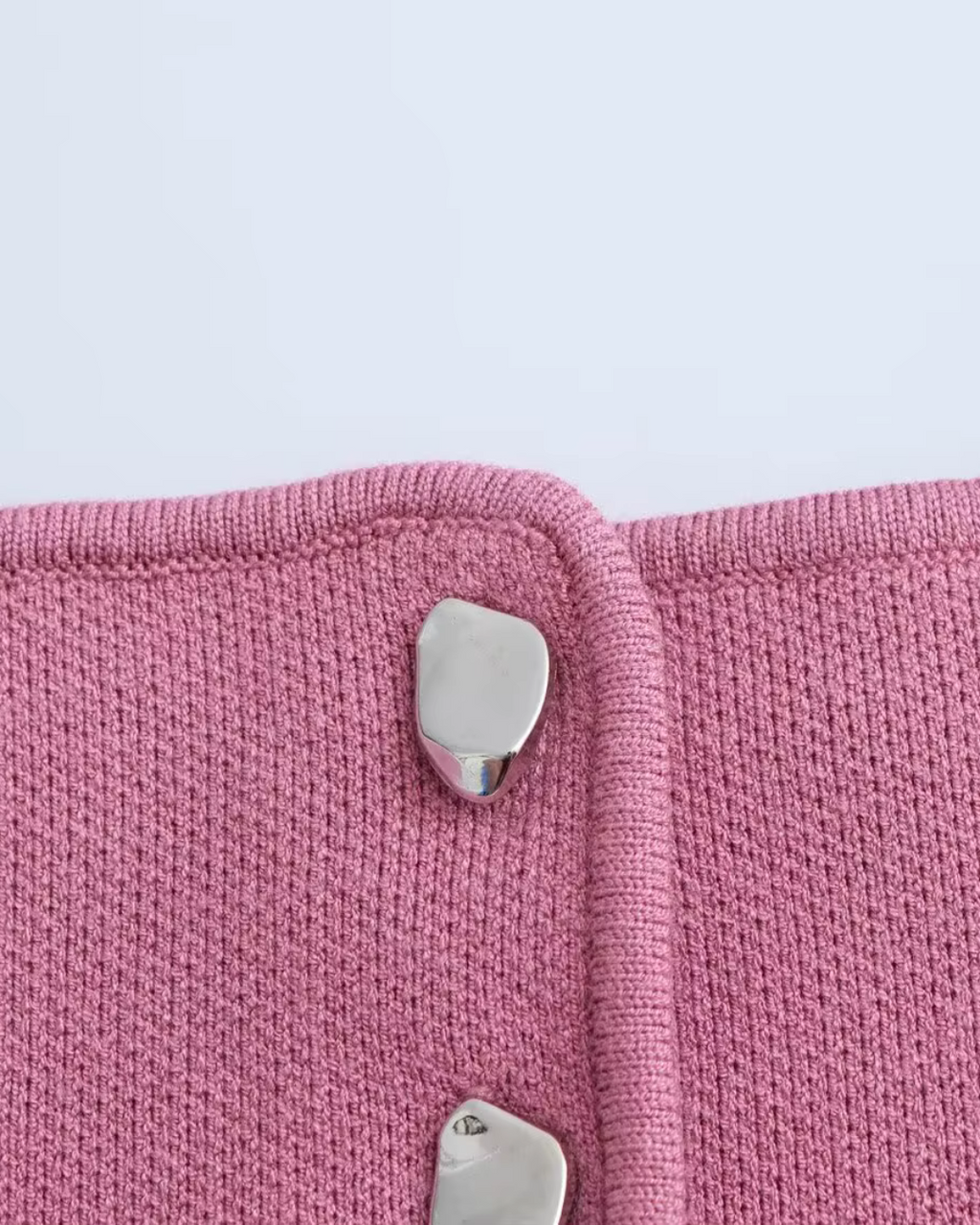 Roze Gebreide Korte Tanktop met Smalle Bandjes voor Dames