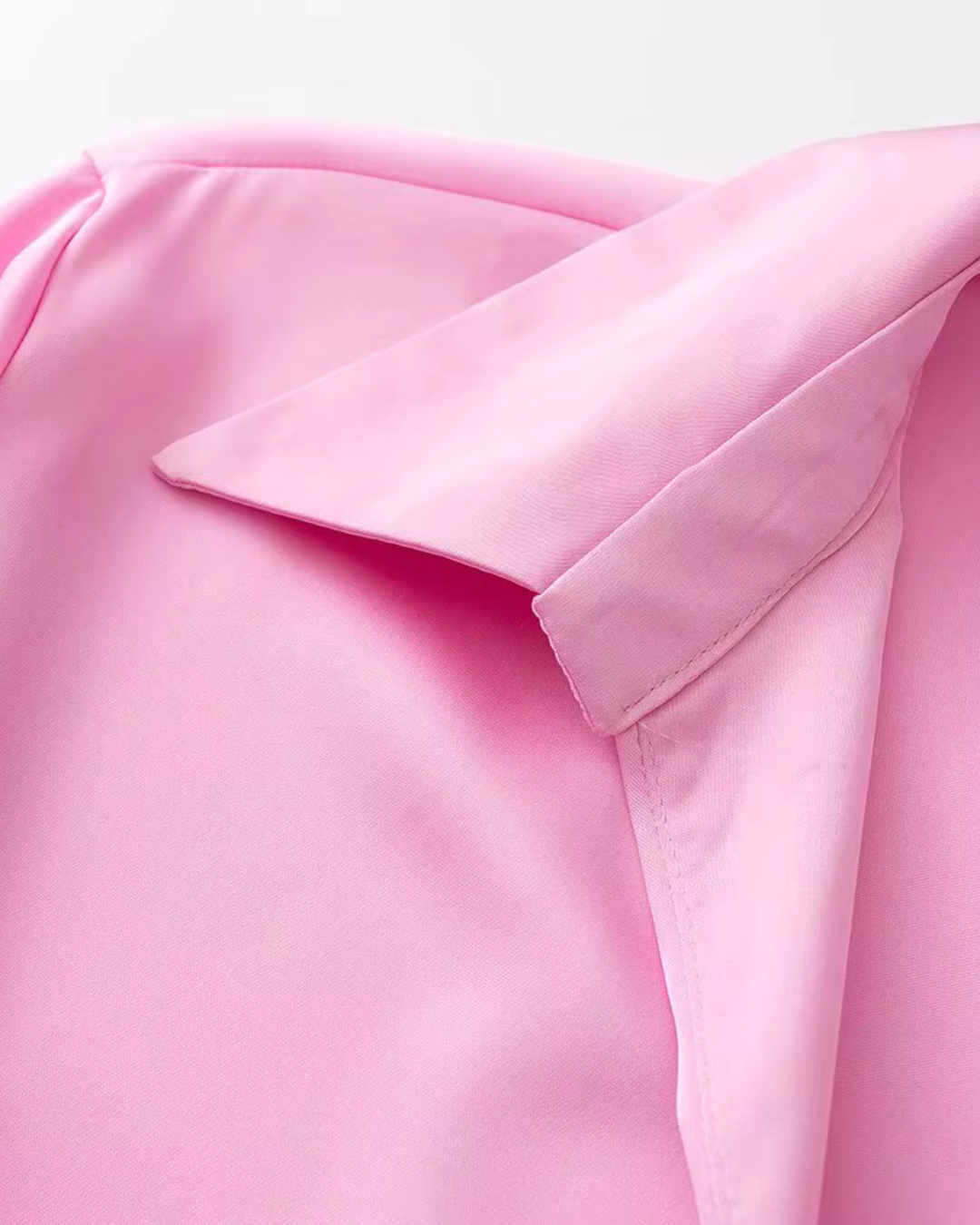 Satijnen Mini Jurk met Revers en Lange Mouwen voor Dames