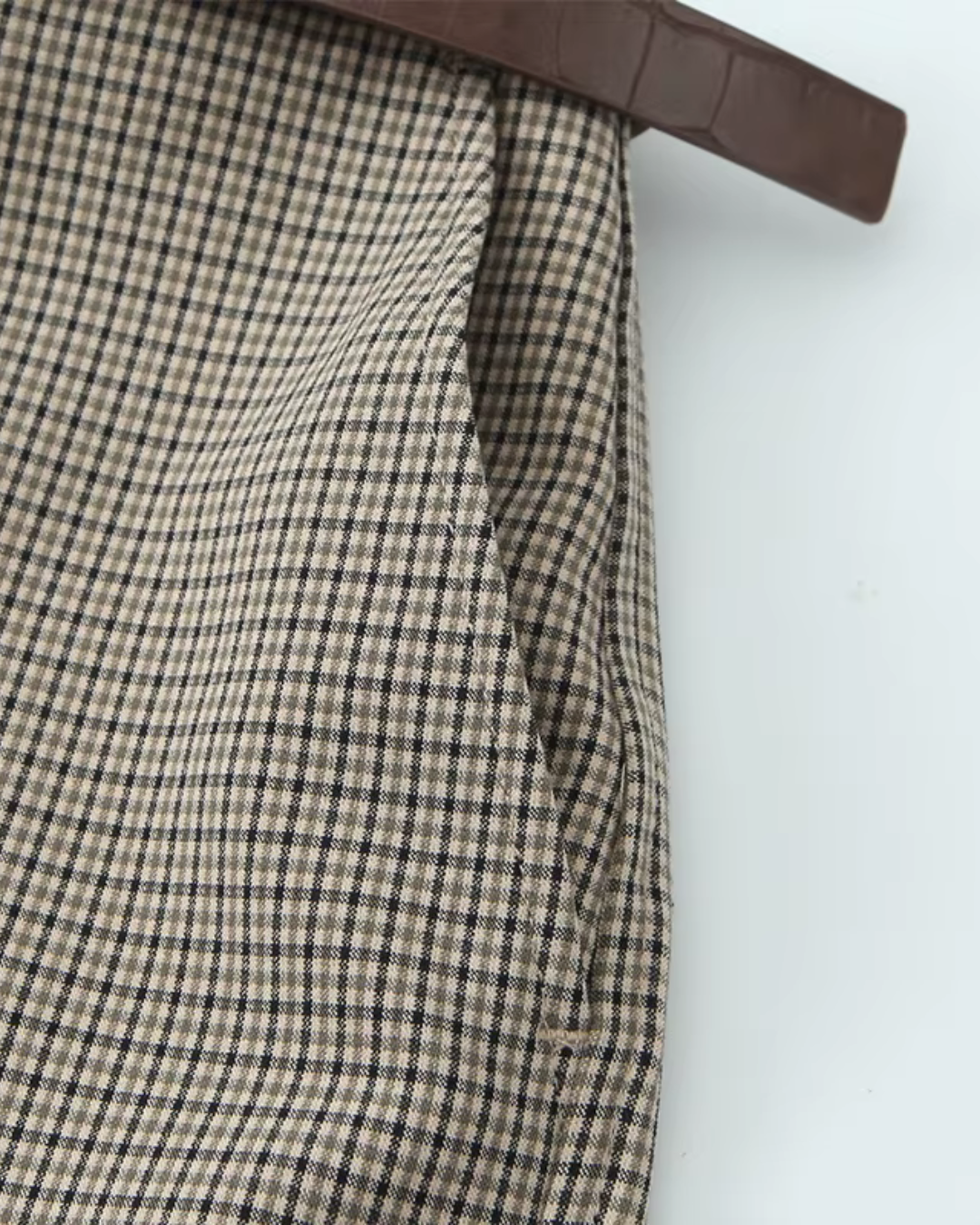 Geruite Hoge Taille Pantalon met Rechte Pijpen en Bijpassende Riem voor Dames