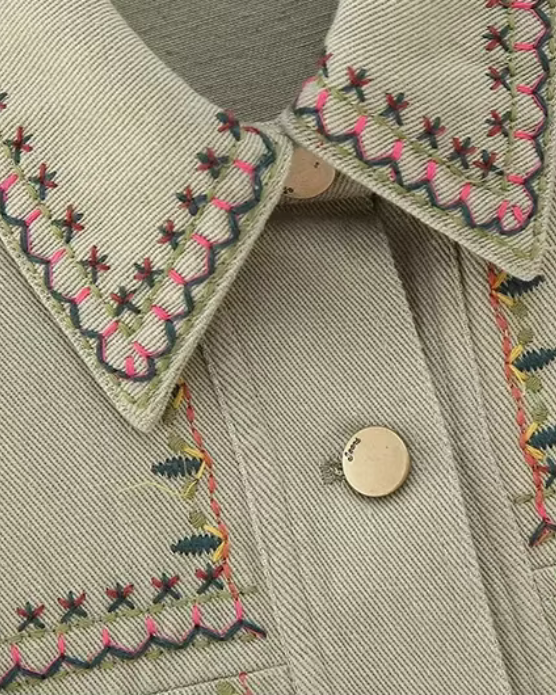 Herfst Mode Vintage Borduurwerk Denim Blouse voor Dames