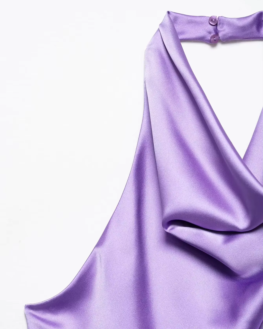 Elegante Paarse Satijnen Halter Jumpsuit voor Dames