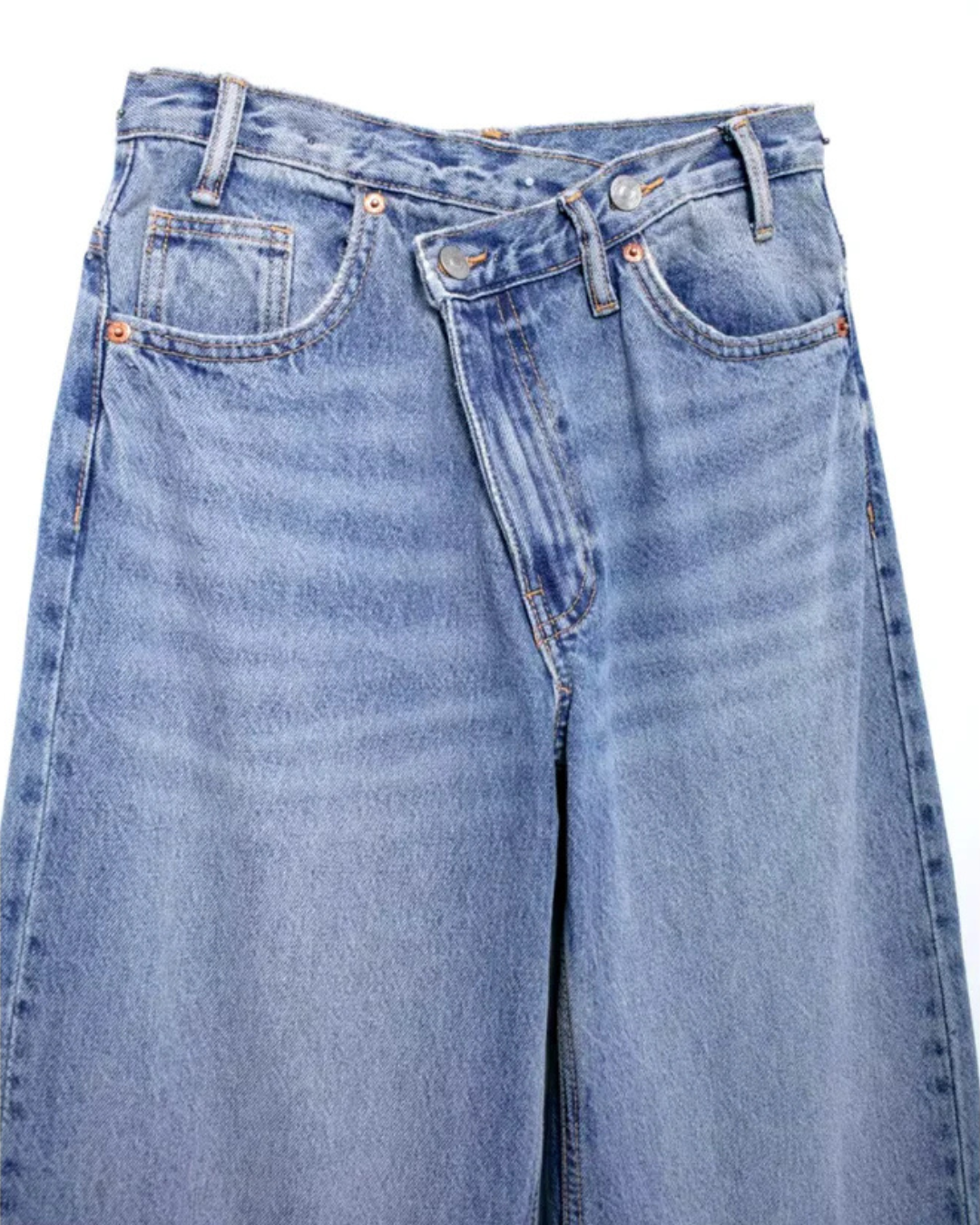 Stijlvolle Wijde Jeans Met Kromme Tailleband voor Dames