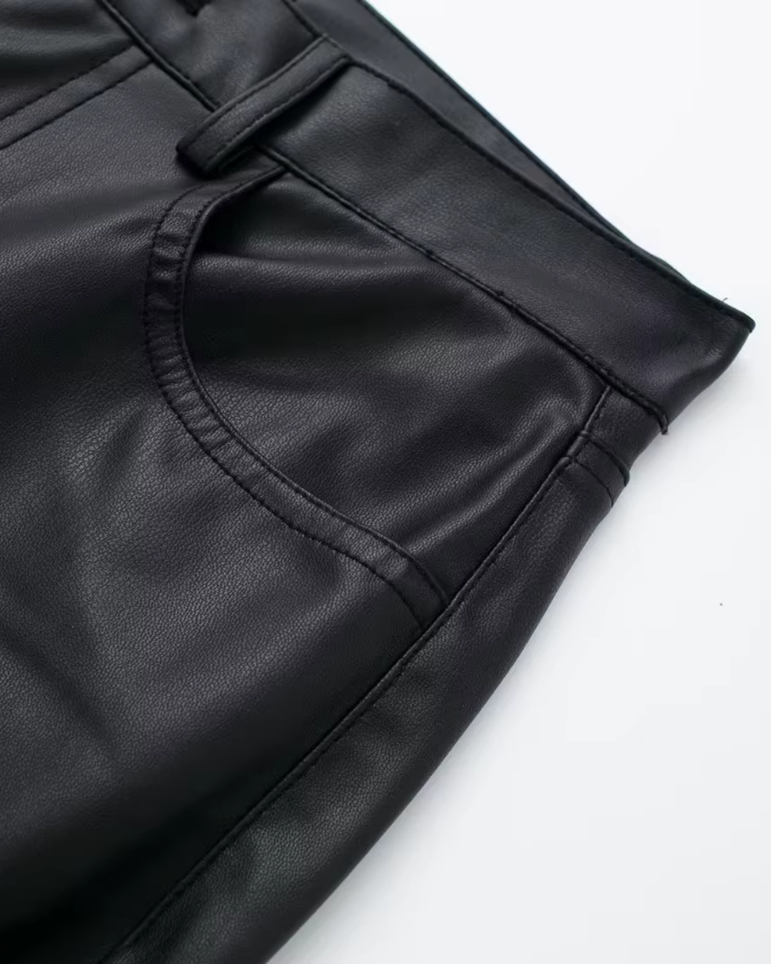 Hoge Taille Kunstleren Broek met Wijde Pijpen voor Dames