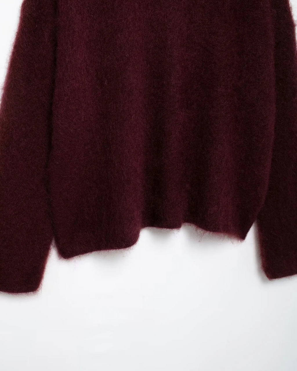 Bordeaux Rode Warme Losse Fuzzy Trui voor Dames