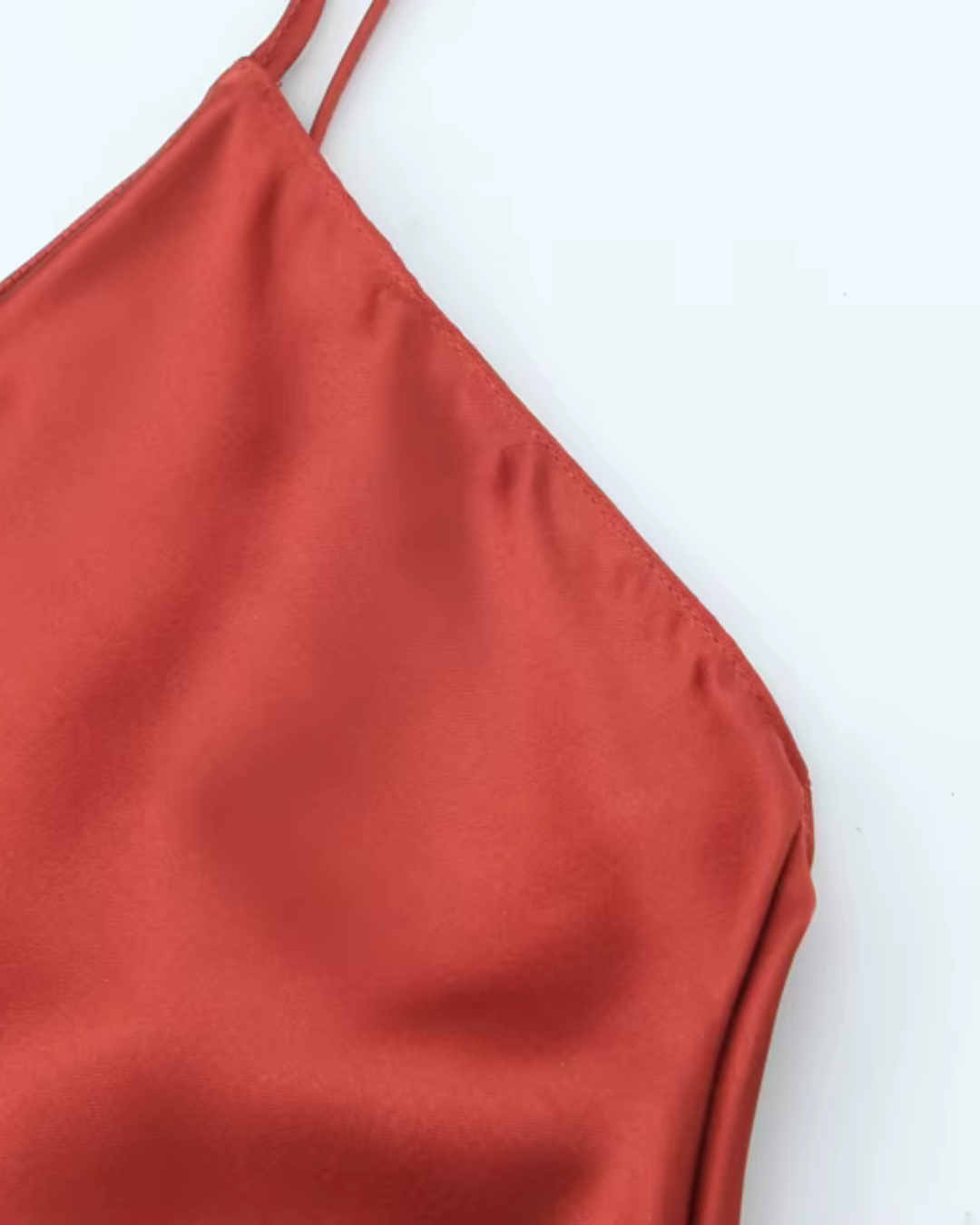 Satijnen Avondjurk met V-Hals en Dunne Bandjes voor Dames