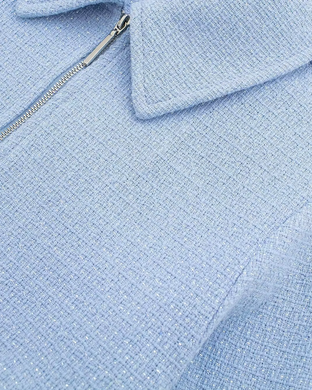 Chique Korte Jas met Rits en Zakken in Blauw voor Dames