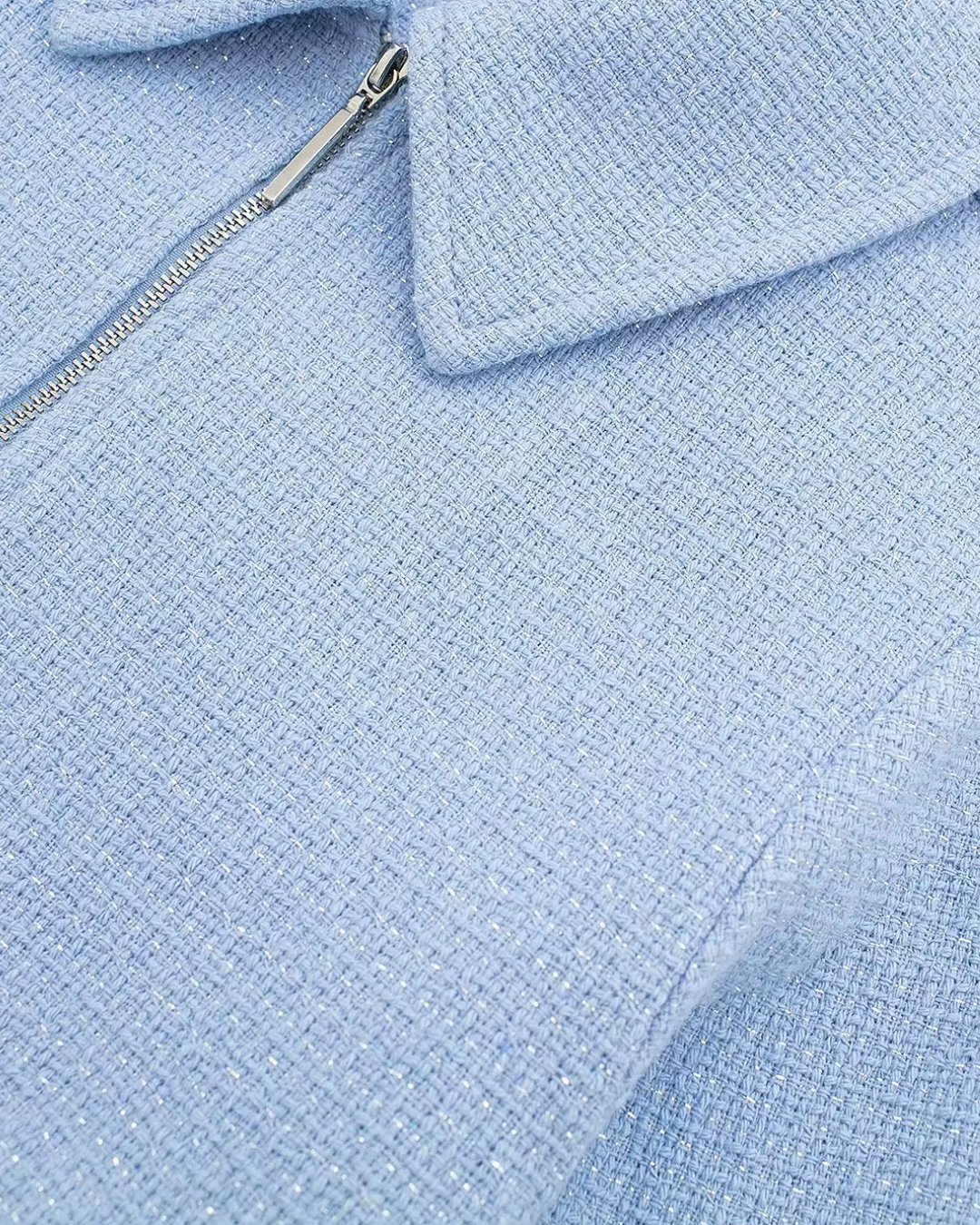 Chique Korte Jas met Rits en Zakken in Blauw voor Dames