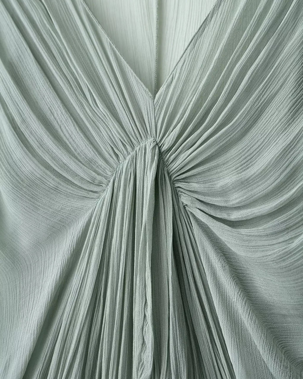 Lange V-hals Zomerjurk met Plooien en Korte Mouw voor Dames