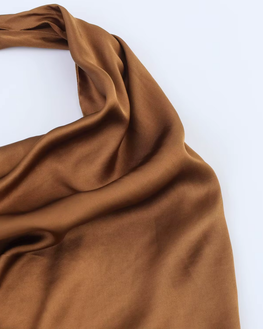 Bruine Satijnen Midi Halterjurk voor Dames