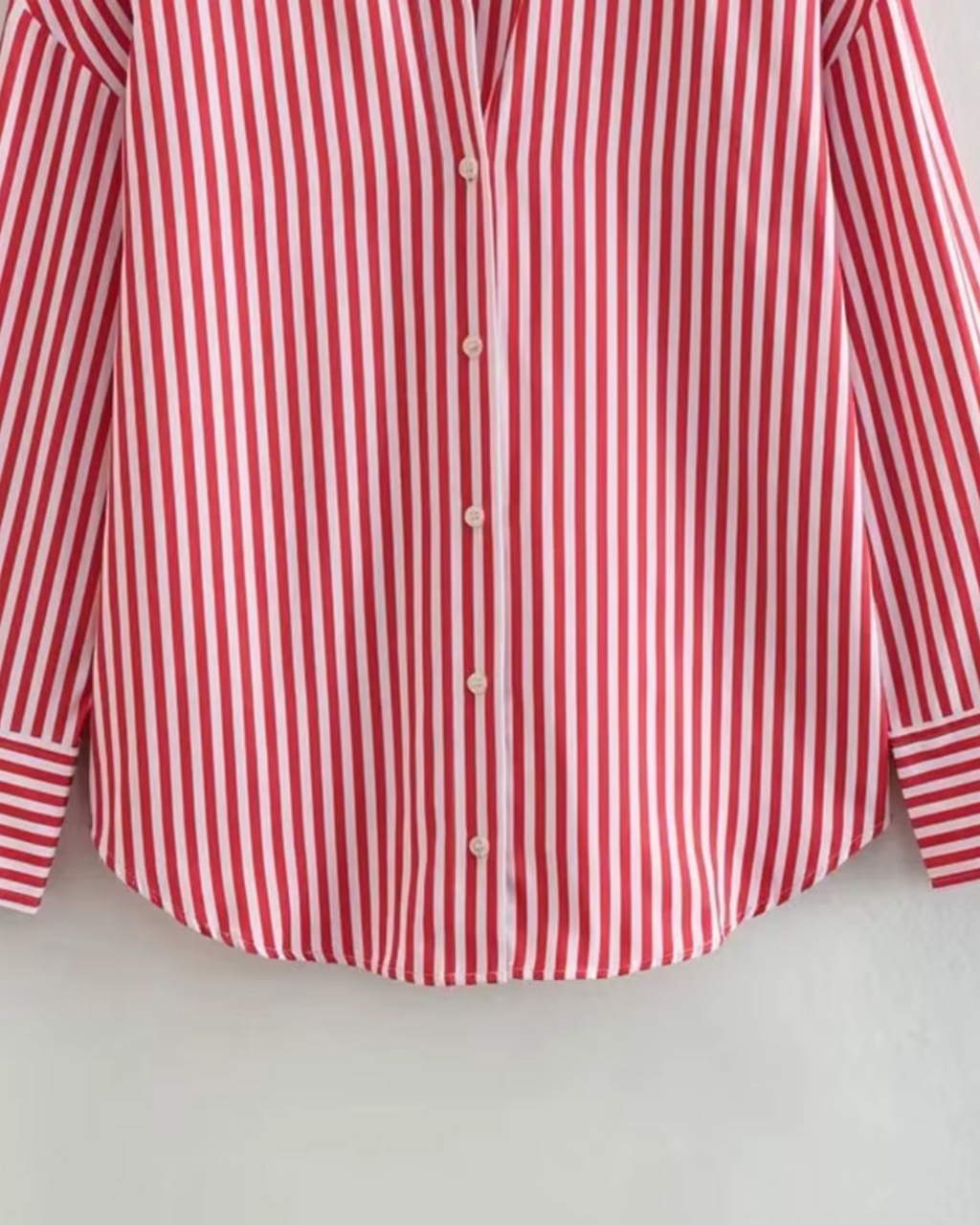 Rode Gestreepte Oversized Popeline Blouse Voor Dames
