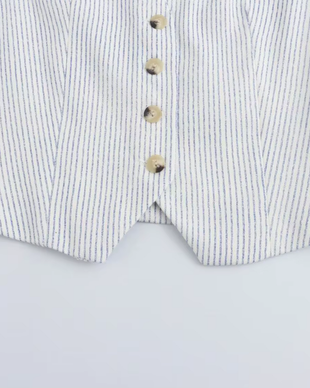 Gestreept Kort Vest met V-Hals Voor Dames