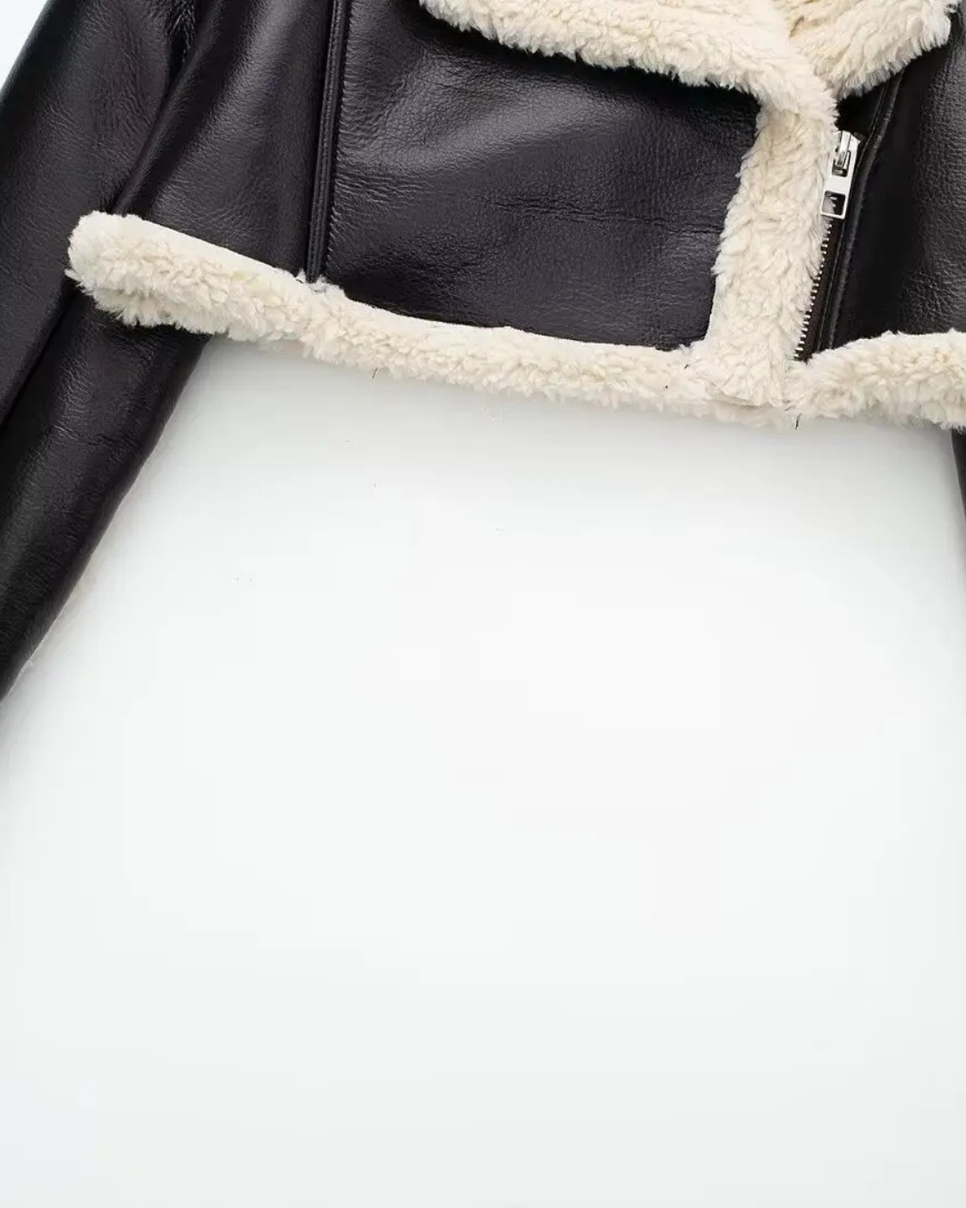 Vintage Kunstleren Jas met Revers en Lange Mouwen voor Dames