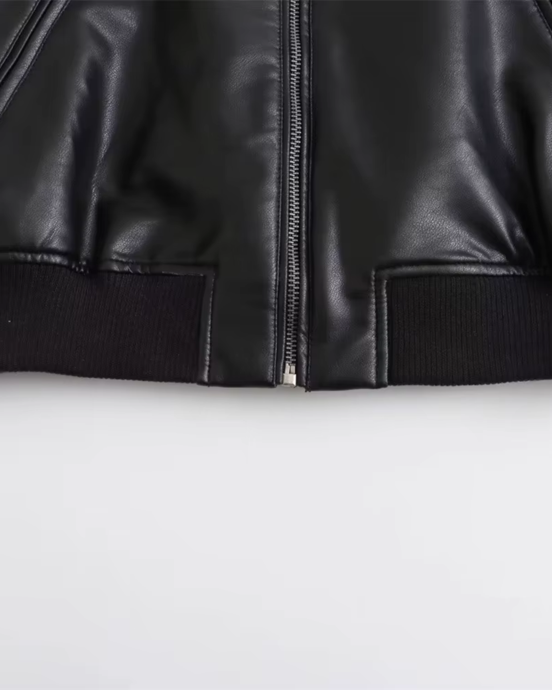 Korte Kunstleren Zwarte Motorjas Voor Dames