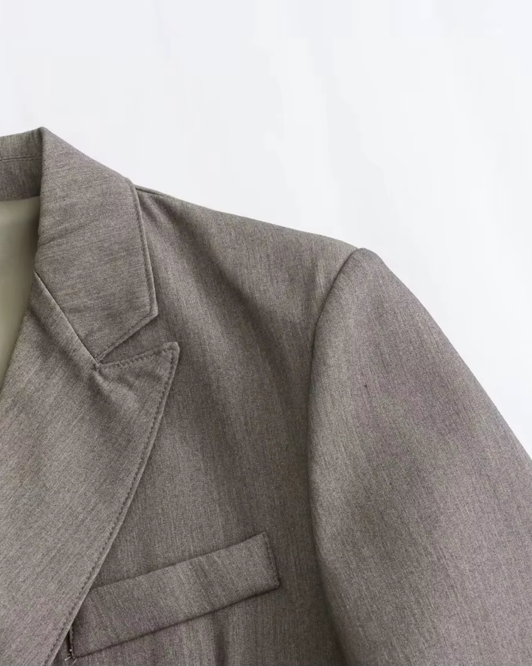 Vintage Office Grijze Blazer en Broek Set voor Dames