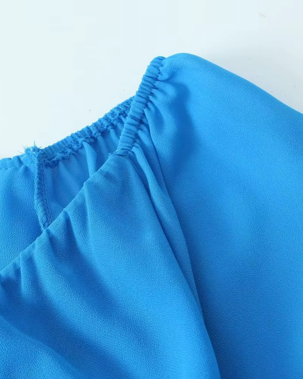 Chiffon V-Hals Jurk met Lantaarnmouwen en Ruches voor Dames