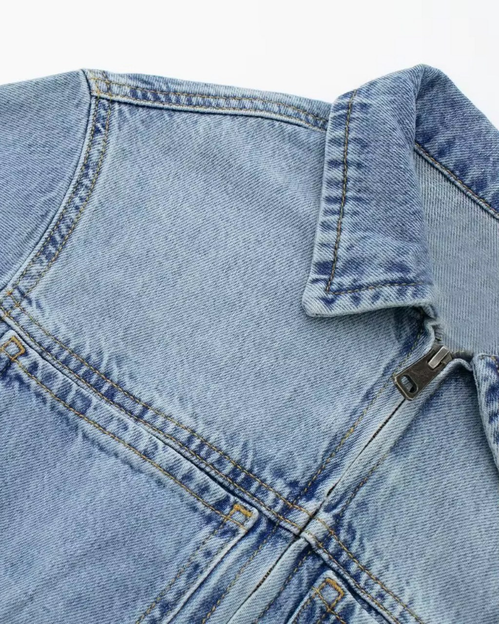 Vintage Blauwe Denim Jumpsuit met Ritssluiting voor Dames