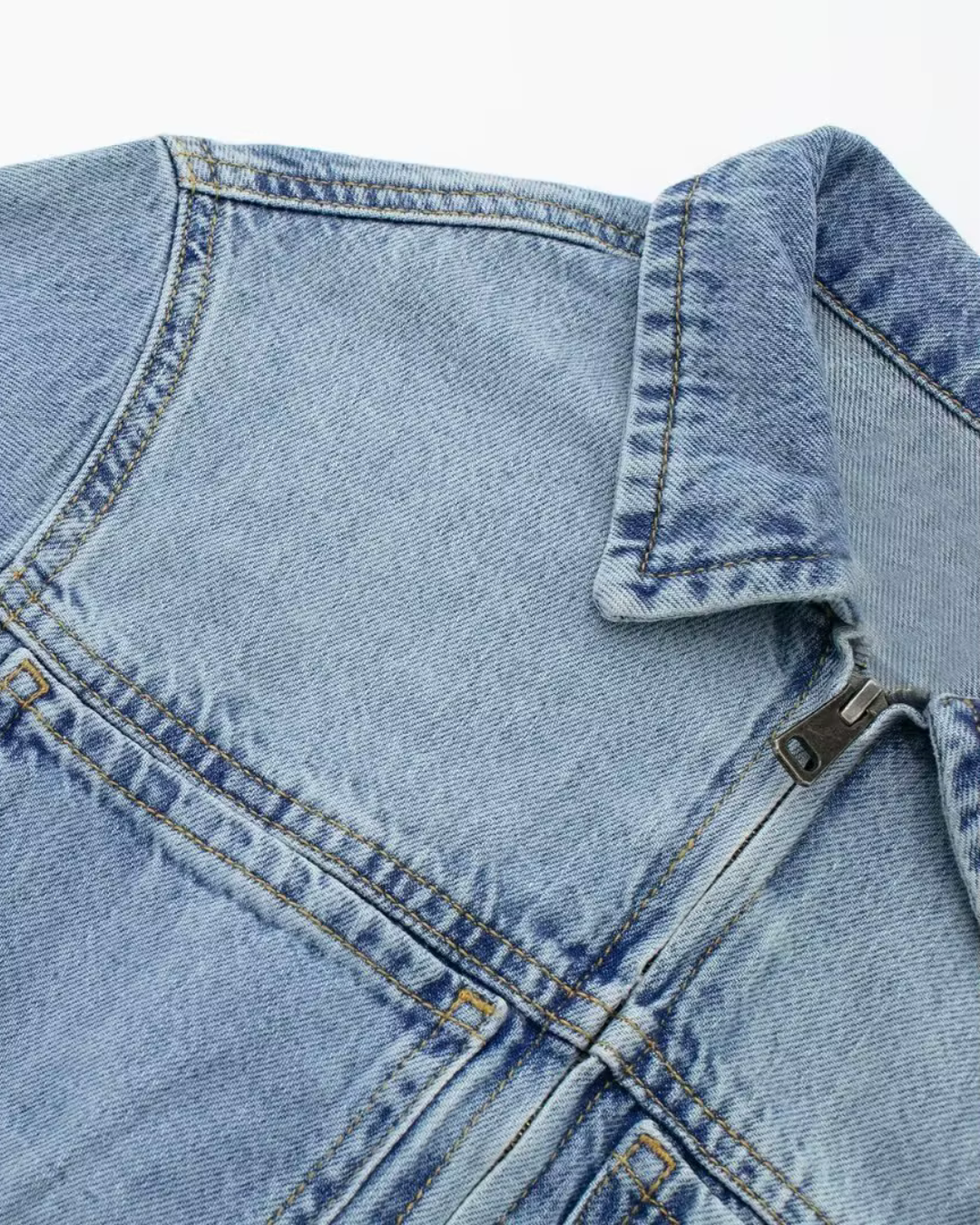 Vintage Blauwe Denim Jumpsuit met Ritssluiting voor Dames