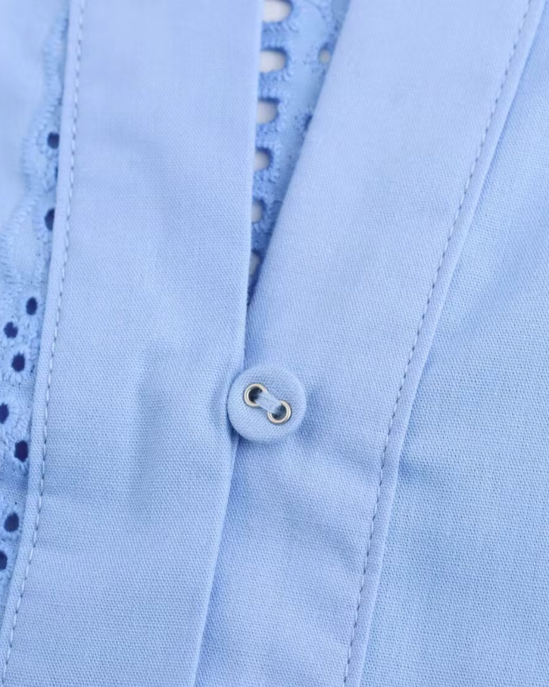 Geborduurd Overhemd met Veters en Pofmouwen voor Dames