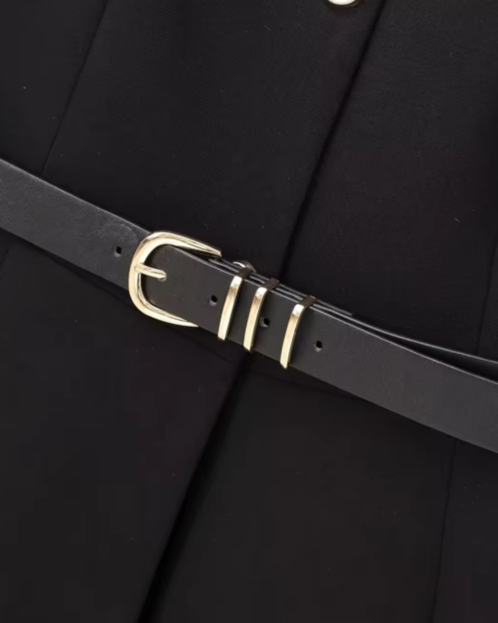 Lange Zwarte Gilet met Riem voor Dames