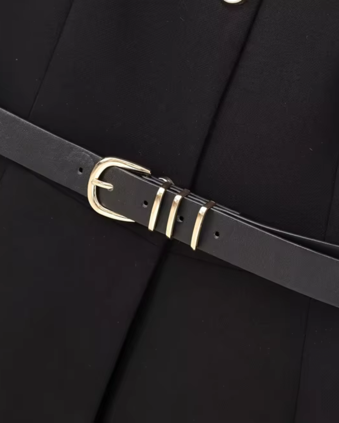 Lange Zwarte Gilet met Riem voor Dames