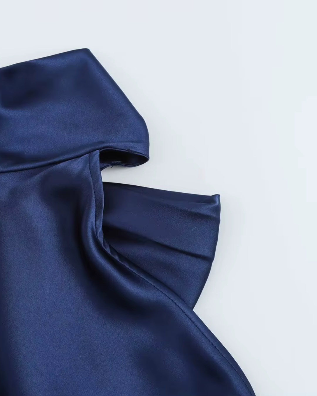 Blauwe Satijnen Halterjurk met Open Rug voor Dames