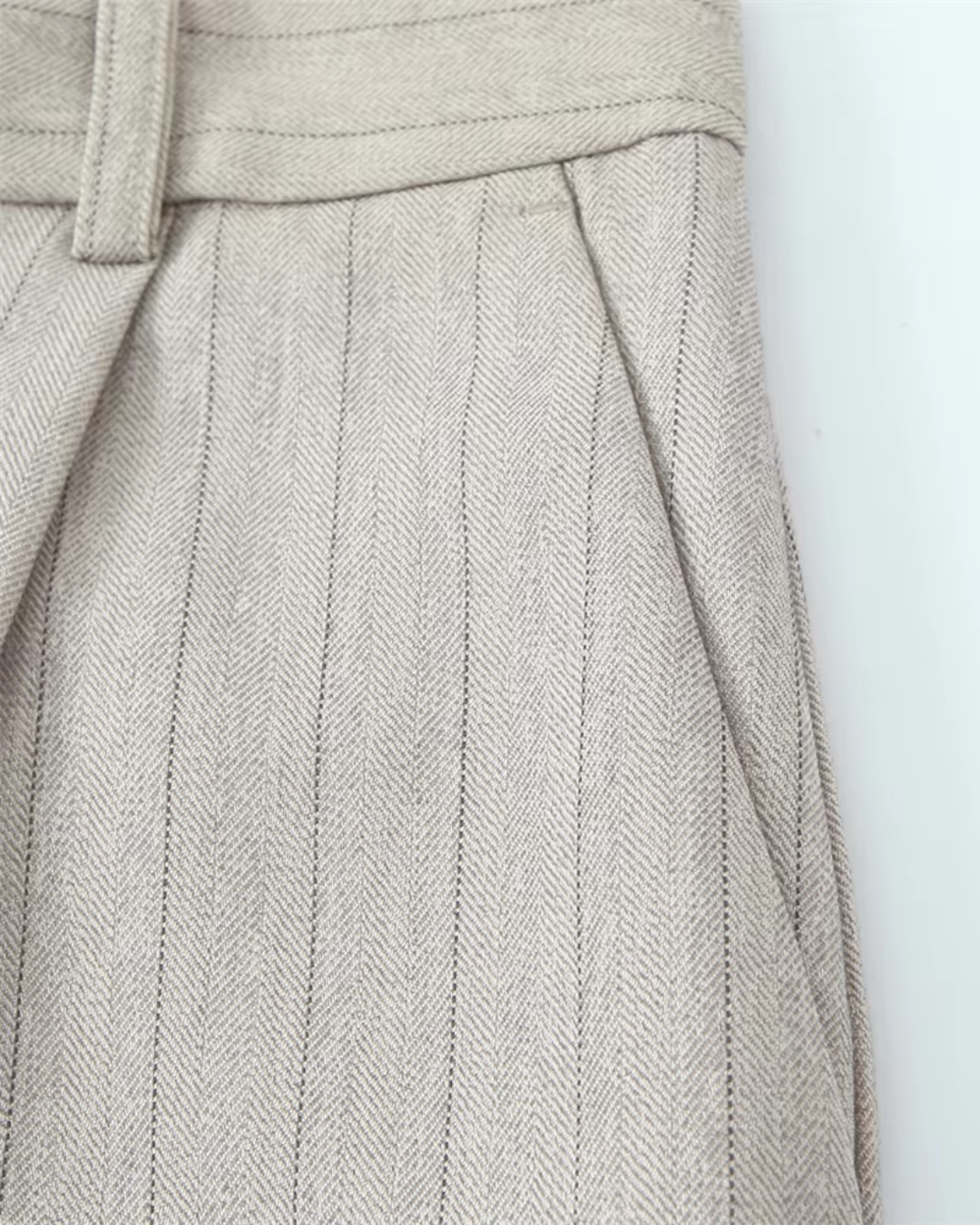 Gestreepte Beige Wijde Pijpen Pantalon voor Dames