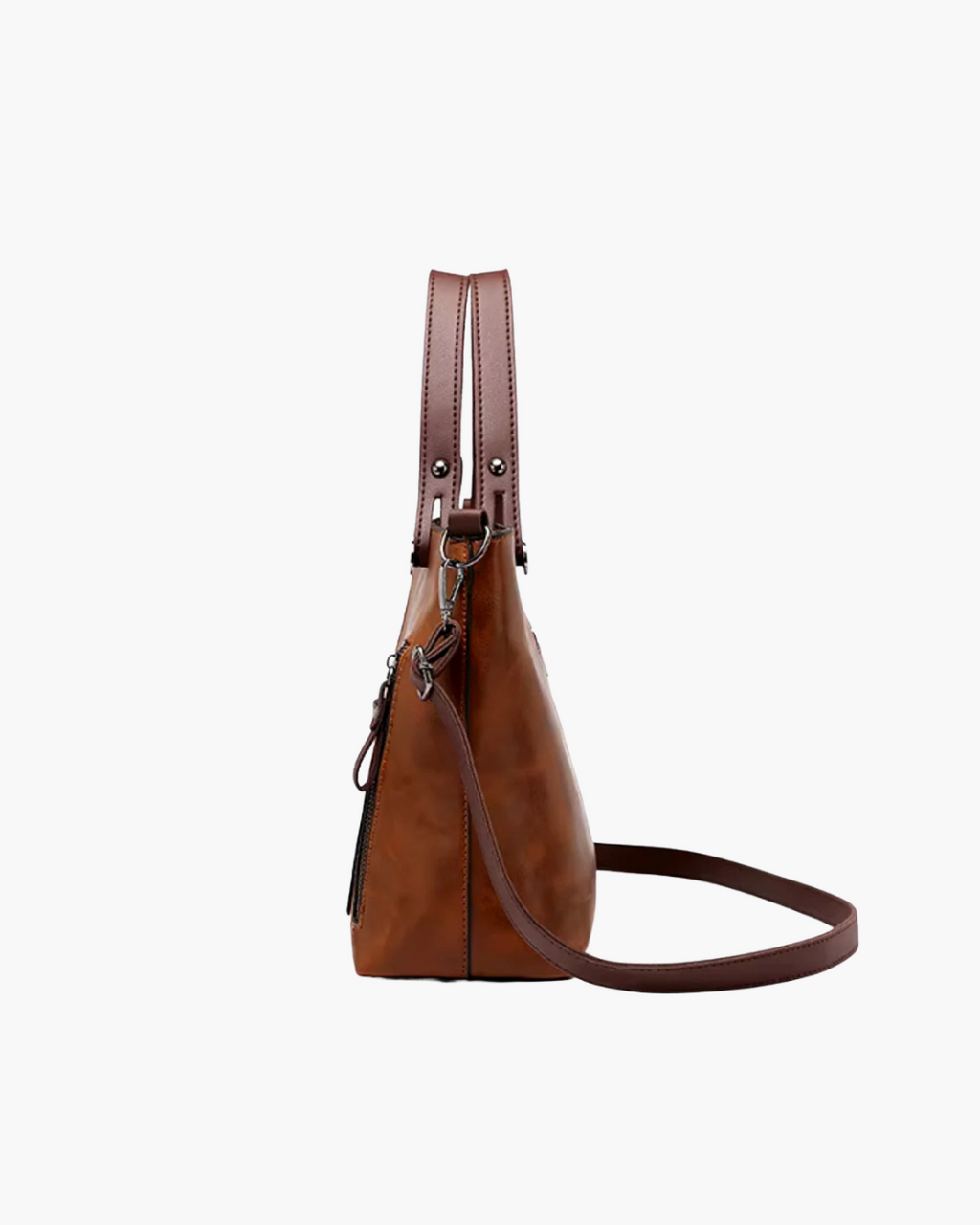 Vintage Schoudertas Ruime PU-Leren Tote met Meerdere Vakken