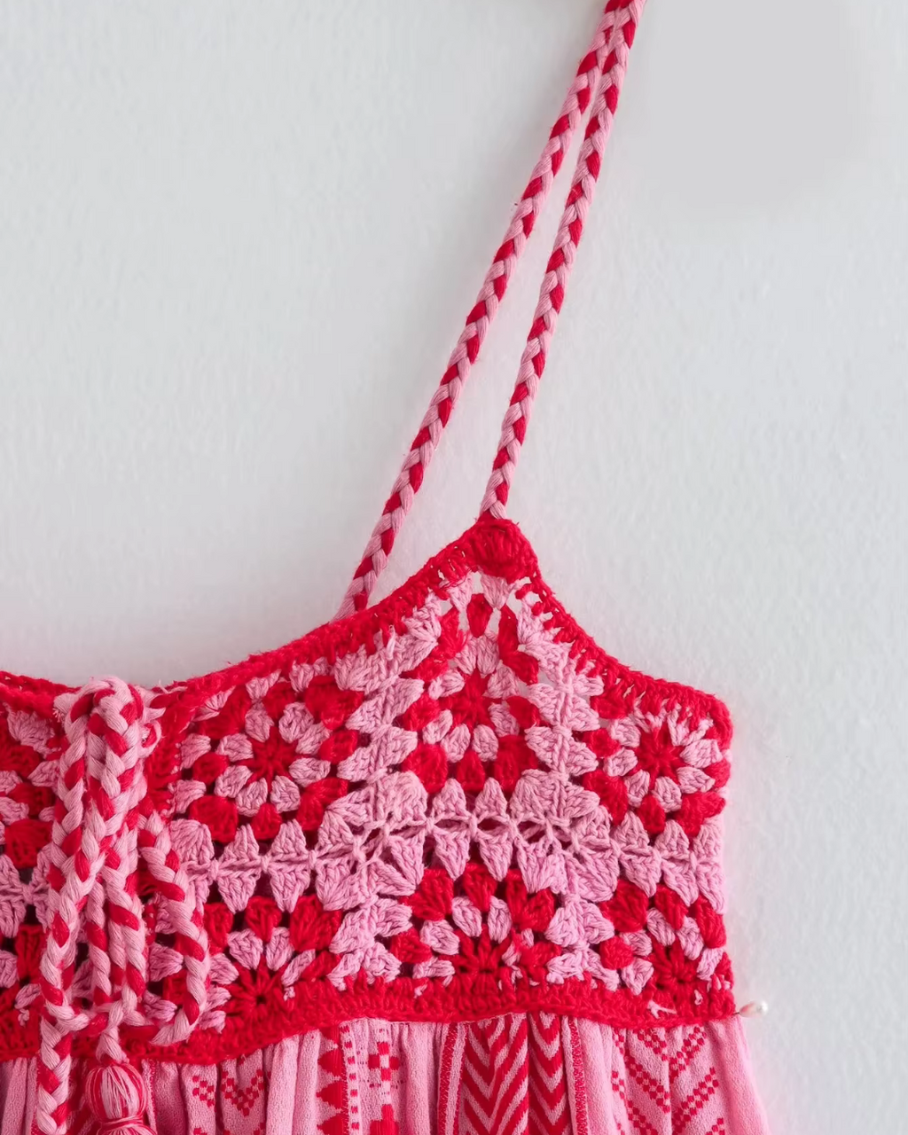 Vintage Roze Boho Lange Maxi Jurk voor Dames