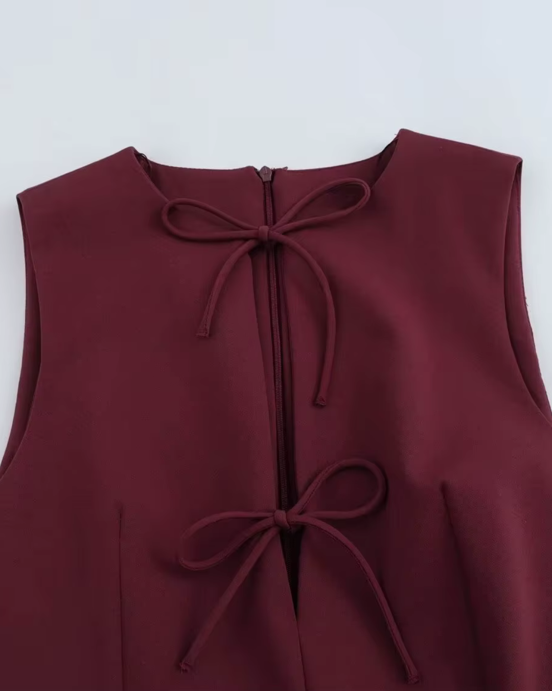 Elegante Mouwloze Avondjurk met Strik en Zoom voor Dames