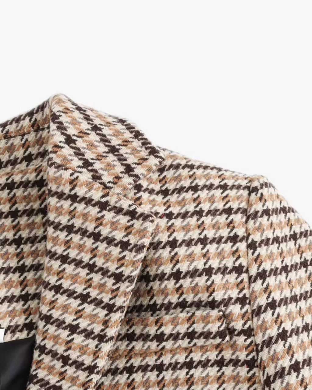 Geruite Wollen Elegante Lange Jas voor Dames