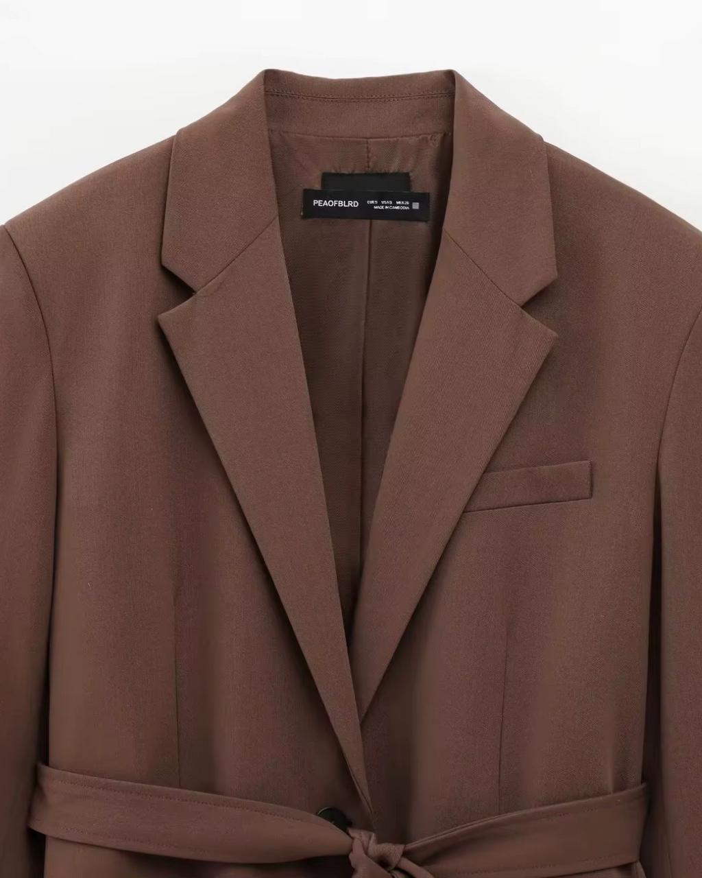 Oversized Bruine Blazer en Pantalon Set met Matching Riem Dames