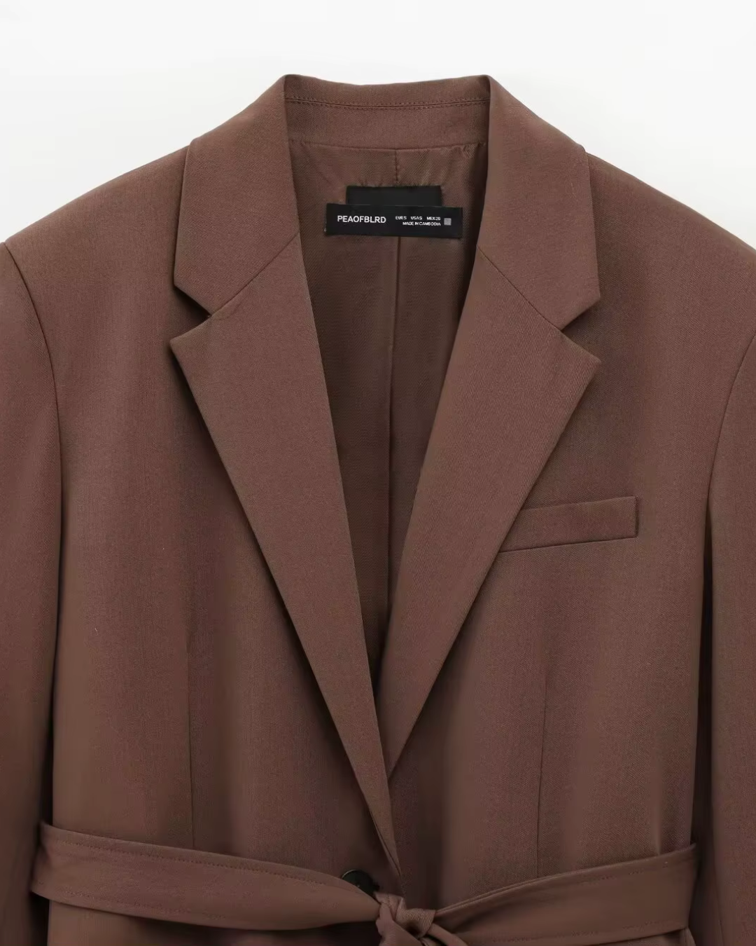 Oversized Bruine Blazer en Pantalon Set met Matching Riem Dames