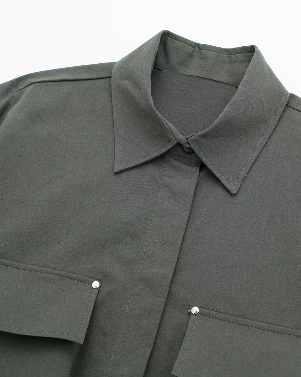 Tweedelige Cargo Set met Cropped Shirt en Broek voor Dames