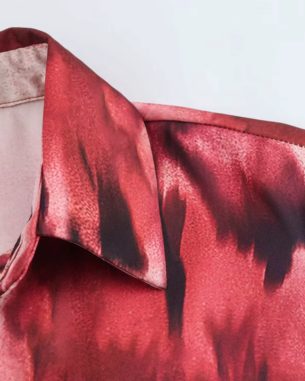 Rode Print Jurk met Sjerp en Kraag voor Dames